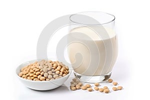 Glass soy milk bowl. Generate Ai