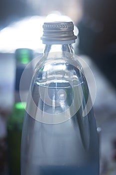 Glass sparkling fizzy water bottle