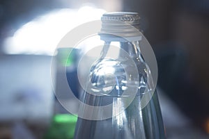 Glass sparkling fizzy water bottle