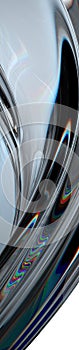 Glass spectrum dispersion plate twisted curve website background, abstract dramatic modern luxury upscale 3D rendering graphic