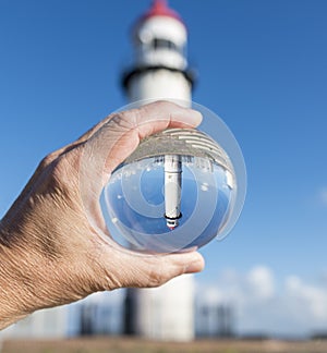 Glass sphere with hellevoetsluis lighthouse