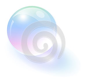 Glass sphere, iridescence pearl shimmering with colors, photo