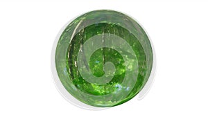 Glass sphere rotating with a reflection of green forest nature isolated with alpha channel