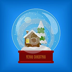 Glass sphere with snow and house vector