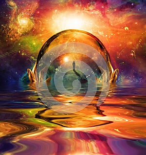 Glass sphere in vivid universe