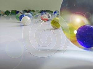 glass spheres or colored marbles photo