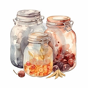 Glass spice jars. AI Generated