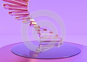 Glass spiral staircase, abstract architecture wallpaper. 3D illustration