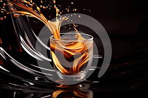 Glass of splashing cafee. AI Generated photo