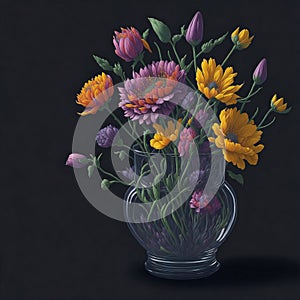 Glass Spring Flowers in a Captivating Vase