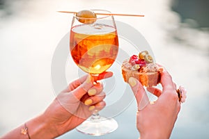 Glass with Spritz Aperol alcohol drink