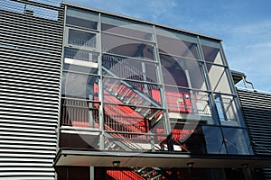Glass stairwell of a modern building