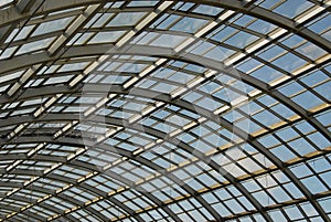 Glass and steel roof structure
