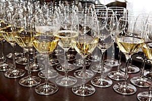 Glass stemware and wine