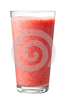 glass of strawberry and banana smoothie