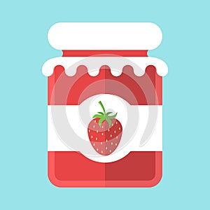Glass strawberry jam jar
