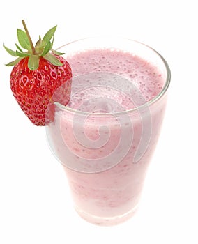 Glass with strawberry milkshake