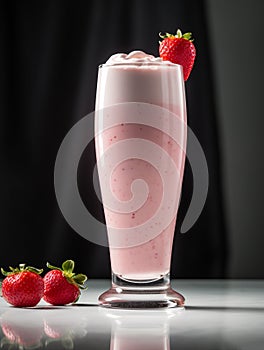 a glass of strawberry milkshake