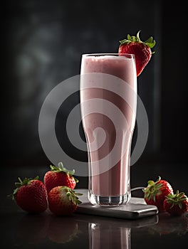 a glass of strawberry milkshake