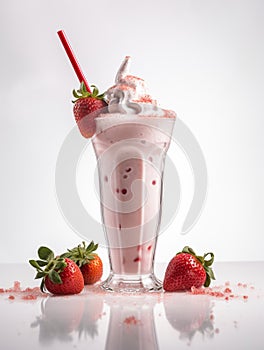 a glass of strawberry milkshake
