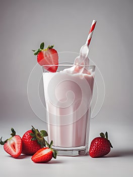 a glass of strawberry milkshake