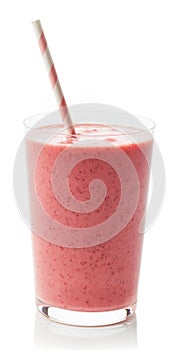 Glass of strawberry milkshake