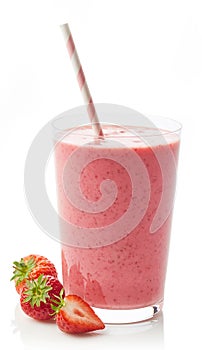 Glass of strawberry milkshake