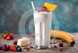 A glass of strawberry milkshake. Tasty and delicious dessert for summers. Indulgent and creamy drink Generative AI