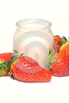 Glass of strawberry yoghurt