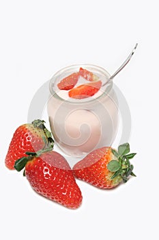 Glass of strawberry yoghurt