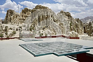 Glass Structure at the entrance to Valle de la Luna, or Killa Qhichwa (Moon Valley). photo