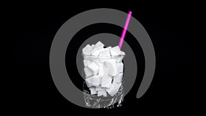 Glass of sugar cubes