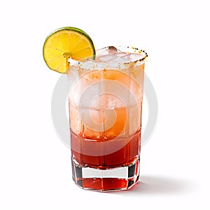 glass of a sunrise cocktail isolated on a white background.