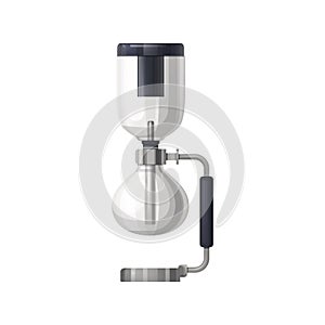 Glass syphon or vacuum coffee maker, vector icon