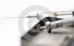 Glass syringe for injection