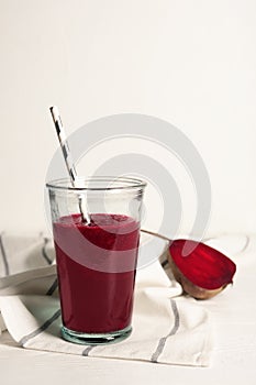 Glass of tasty beet smoothie
