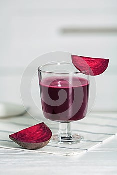 Glass of tasty beet smoothie