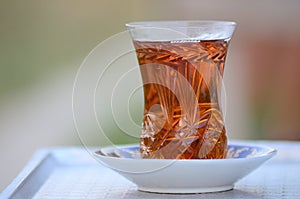Glass of tea outdoors