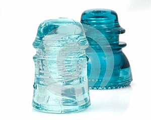 Glass telephone pole wire insulators.