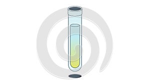 Glass test tube filled with a liquid and yellow sediment (precipitate) fraction