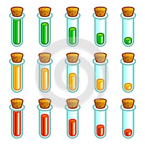 Glass test tubes game progress bar