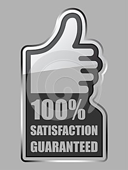 Glass thumb up satisfaction guaranteed label