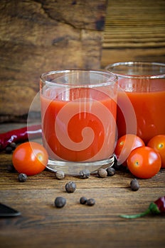 Glass tomato juice cherry