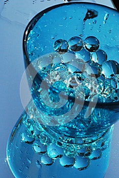 Glass water with transparant bubbles photo