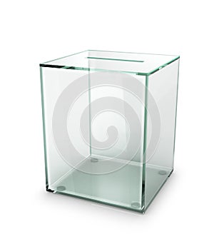 Glass transparent ballot box photo