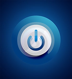 Glass transparent effect power start button, on off icon, vector UI or app symbol design