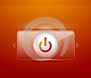 Glass transparent effect power start button, on off icon, vector UI or app symbol design