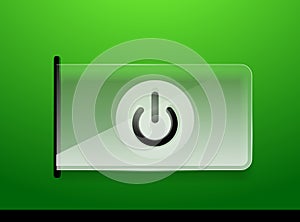 Glass transparent effect power start button, on off icon, vector UI or app symbol design