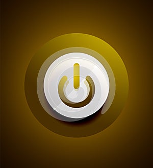 Glass transparent effect power start button, on off icon, vector UI or app symbol design