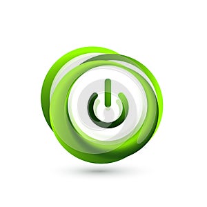 Glass transparent effect power start button, on off icon, vector UI or app symbol design